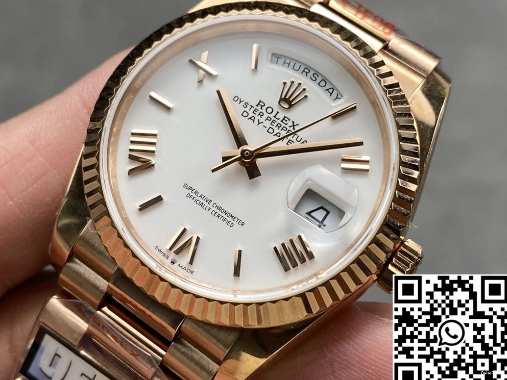 36mm Rolex v5 White Gold Date Rose QF M128235 Day Dial Steel Factory Tungsten 0715